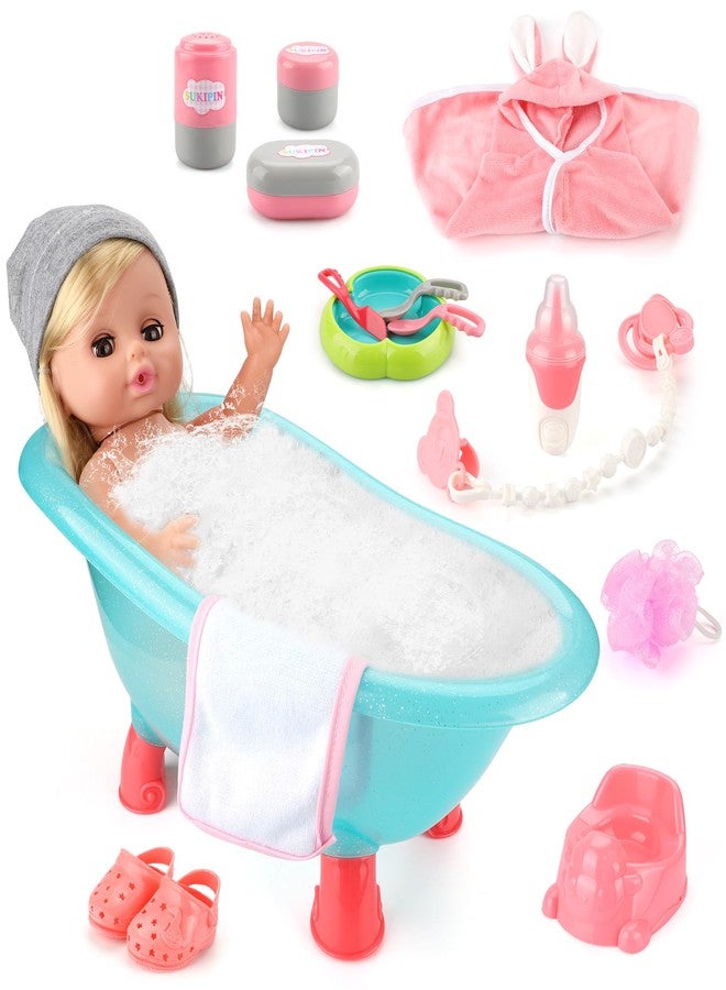 SUKIPIN Baby Doll Bath Set, Bathtub Baby Doll Playset for Todders, Valentines Day Gifts for 3 4 5 Year Old Girls, Easter Basket Stuffers for Toddlers Kids (Bathtub Set) - Image 1